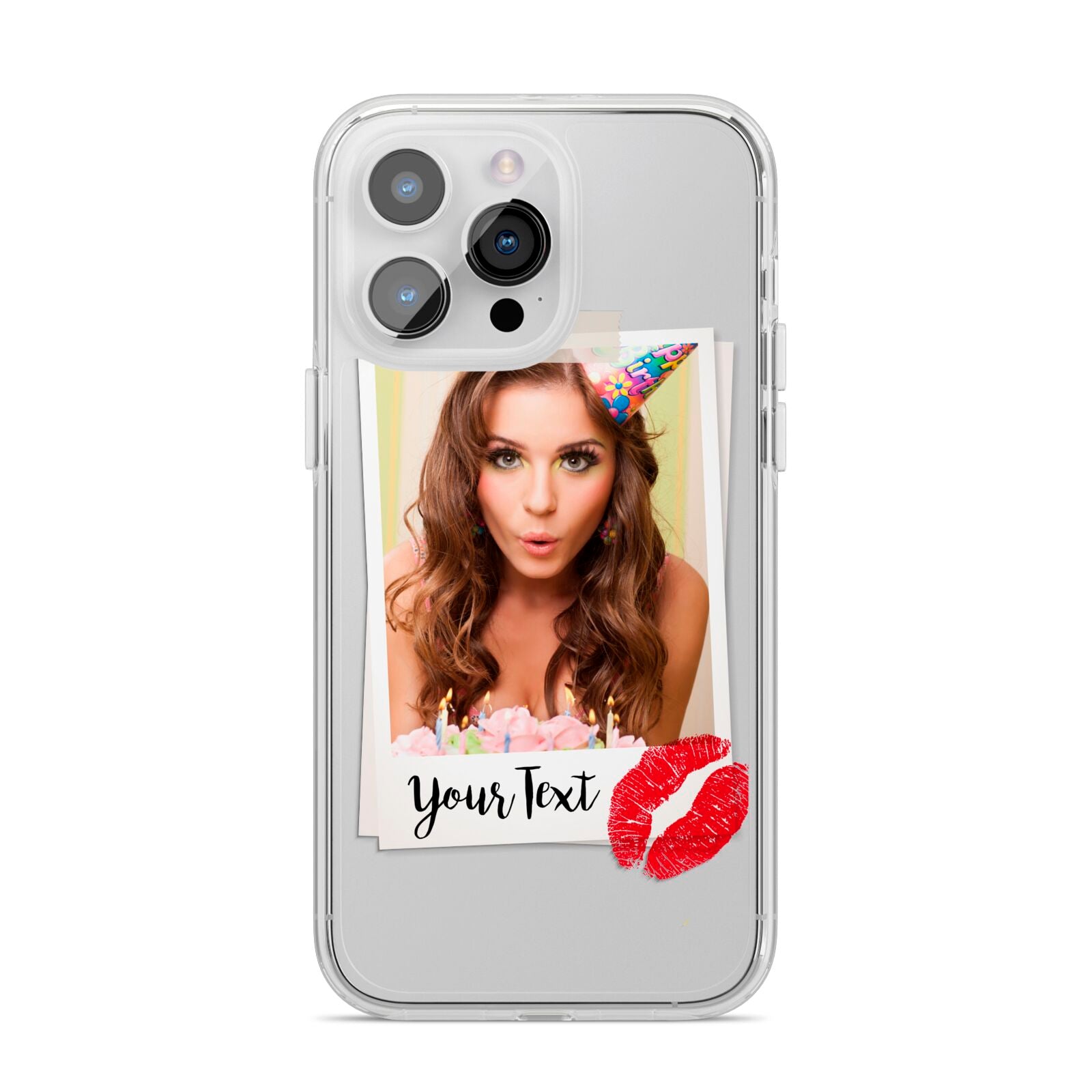 Personalised Photo Kiss iPhone 14 Pro Max Clear Tough Case Silver