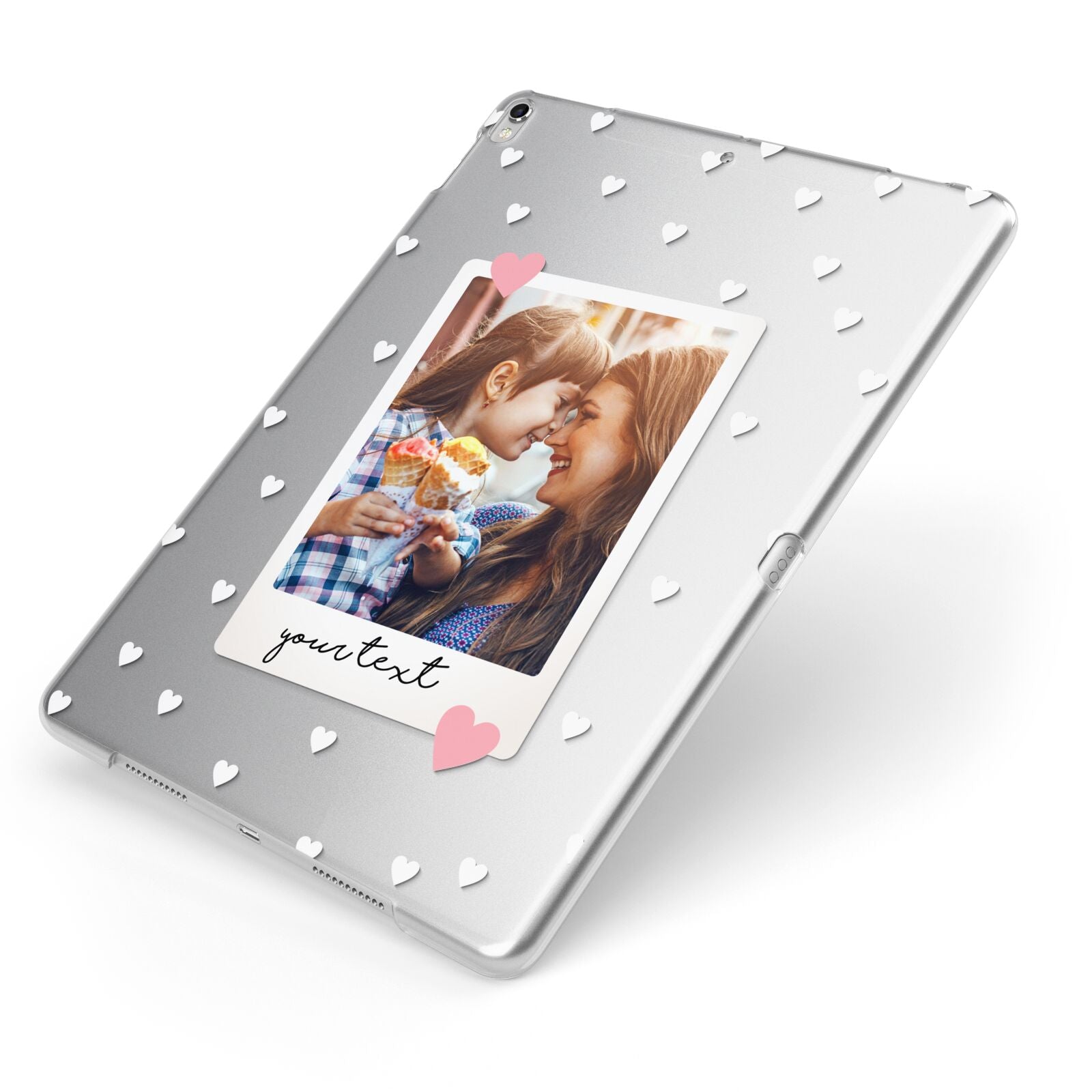 Personalised Photo Love Hearts Apple iPad Case on Silver iPad Side View