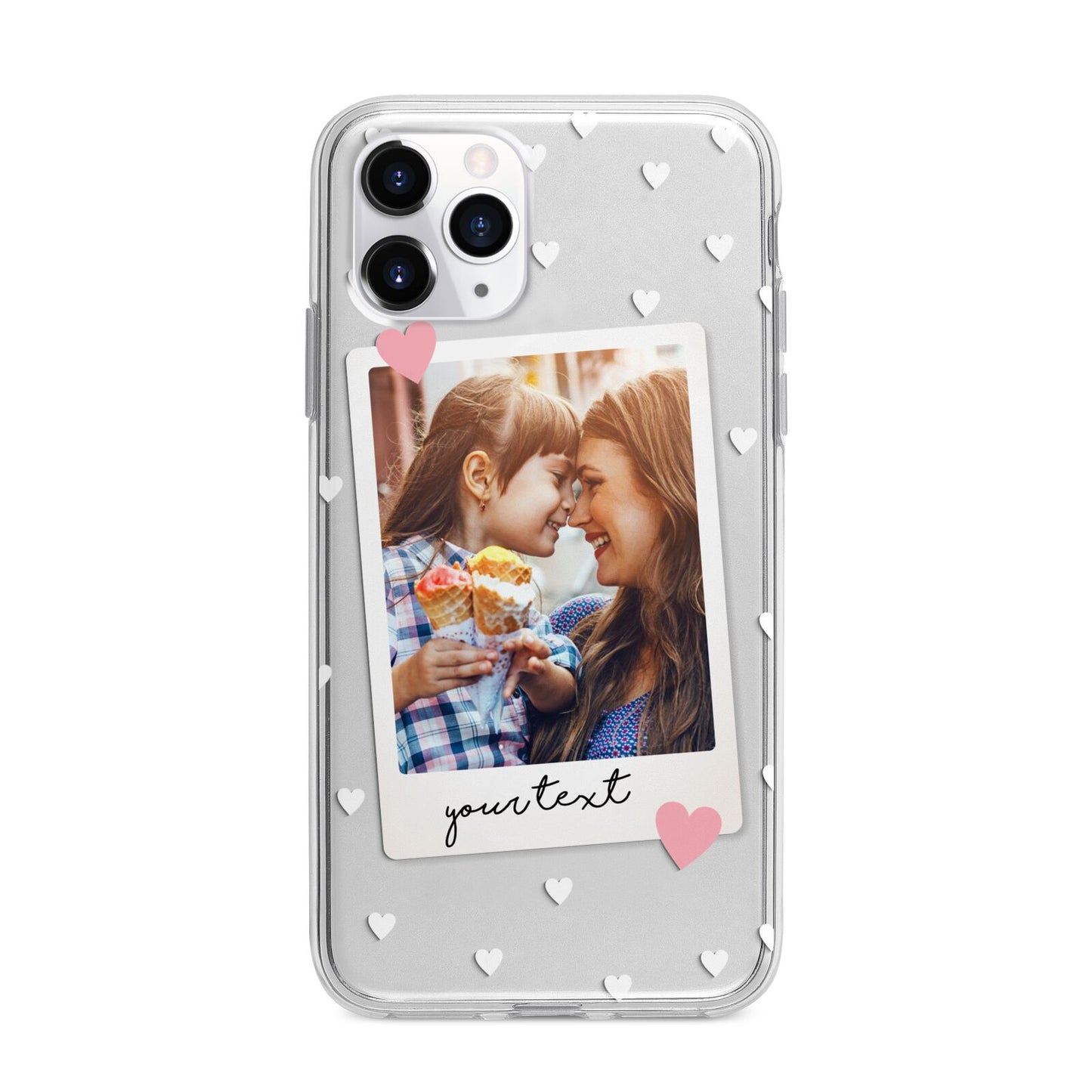 Personalised Photo Love Hearts Apple iPhone 11 Pro Max in Silver with Bumper Case