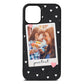 Personalised Photo Love Hearts Black Pebble Leather iPhone 12 Mini Case