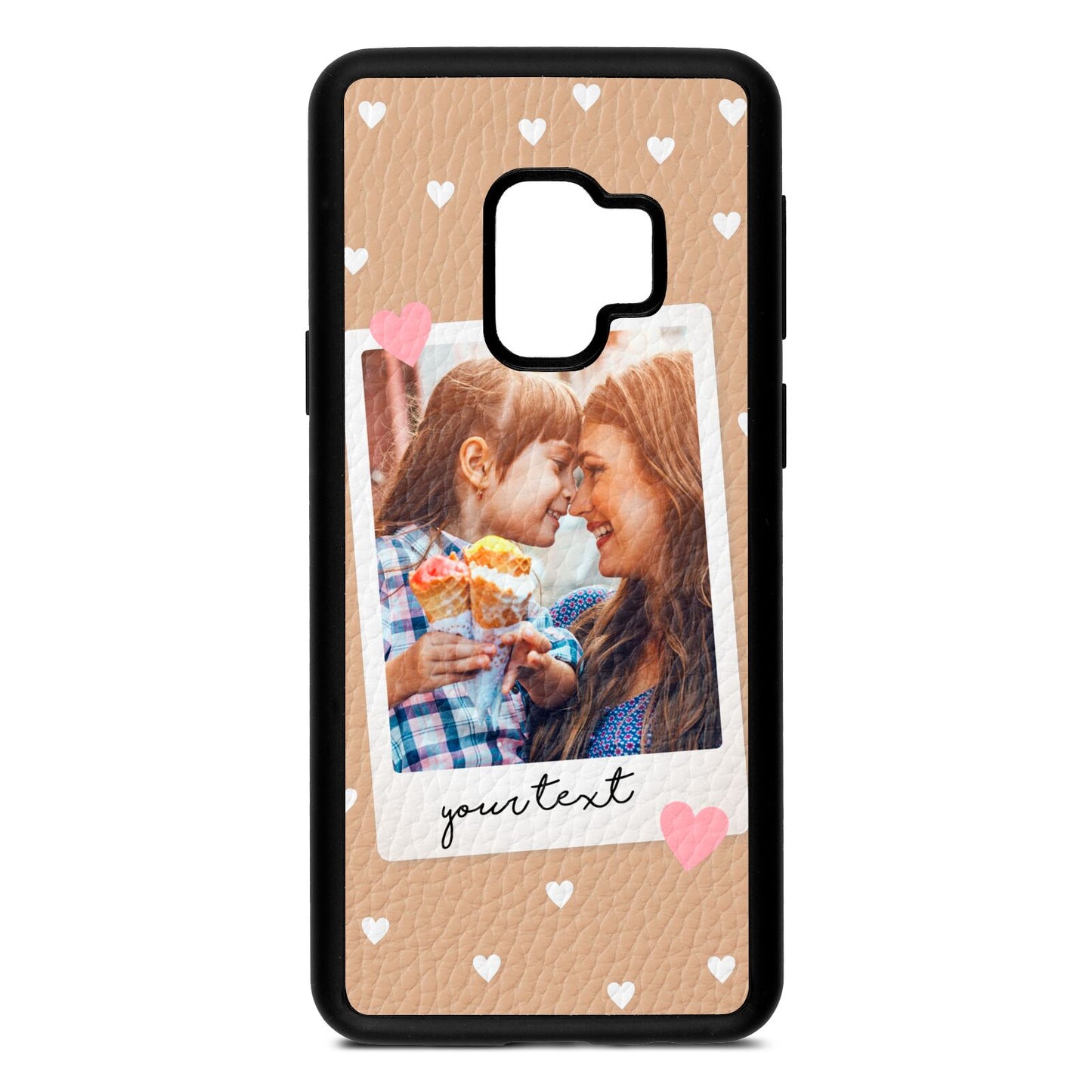 Personalised Photo Love Hearts Nude Pebble Leather Samsung S9 Case