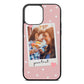 Personalised Photo Love Hearts Pink Pebble Leather iPhone 13 Pro Max Case