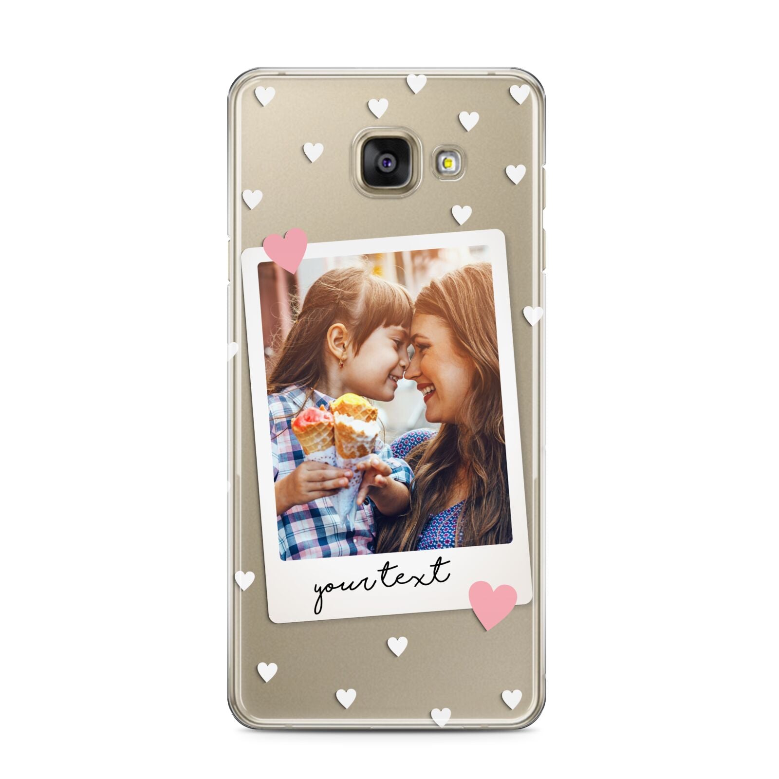Personalised Photo Love Hearts Samsung Galaxy A3 2016 Case on gold phone