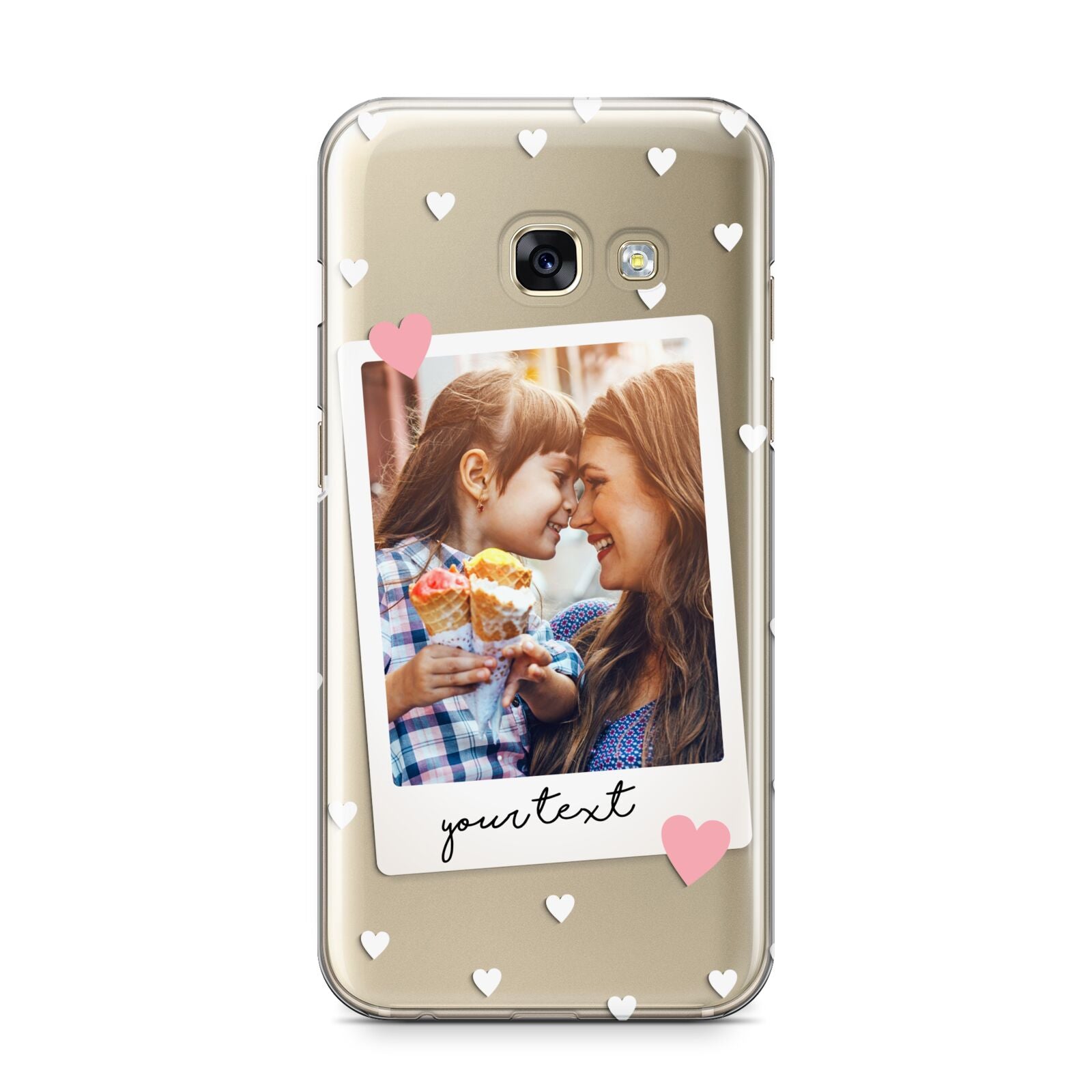 Personalised Photo Love Hearts Samsung Galaxy A3 2017 Case on gold phone