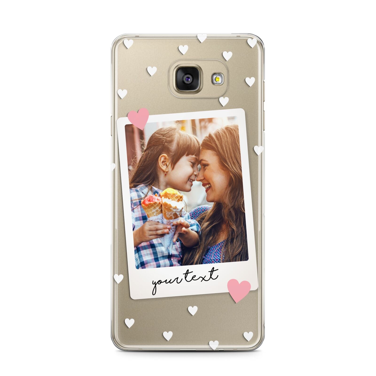 Personalised Photo Love Hearts Samsung Galaxy A7 2016 Case on gold phone