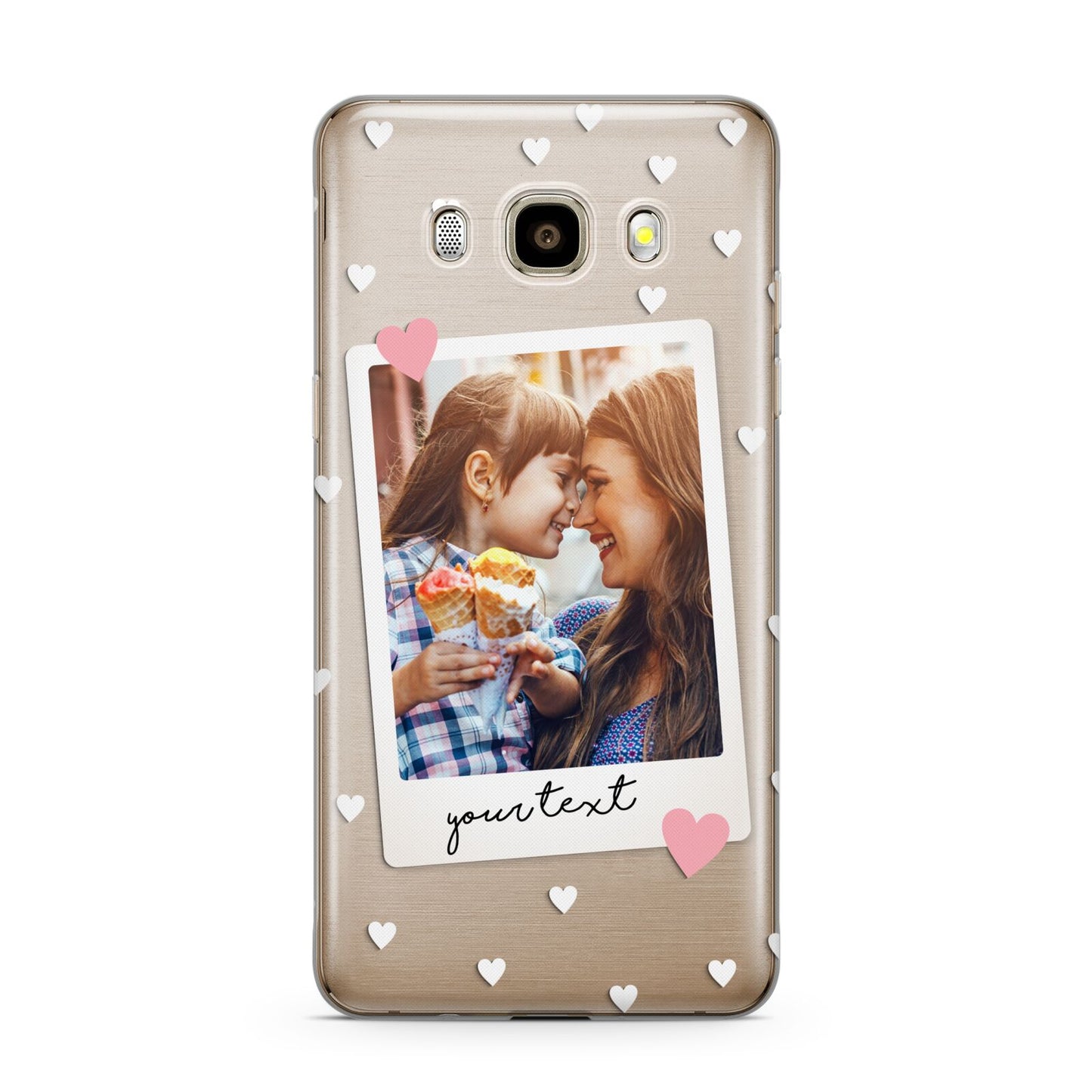 Personalised Photo Love Hearts Samsung Galaxy J7 2016 Case on gold phone