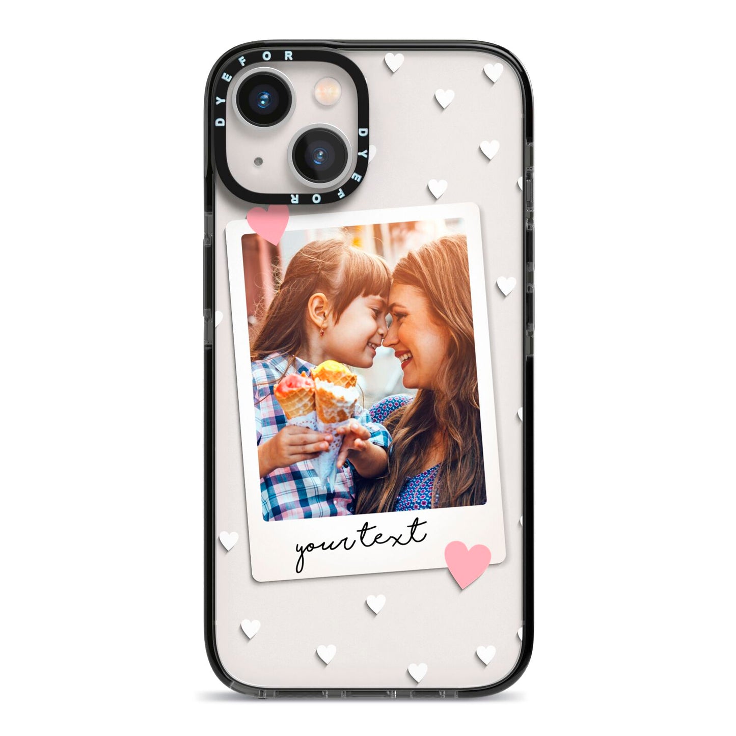 Personalised Photo Love Hearts iPhone 13 Black Impact Case on Silver phone