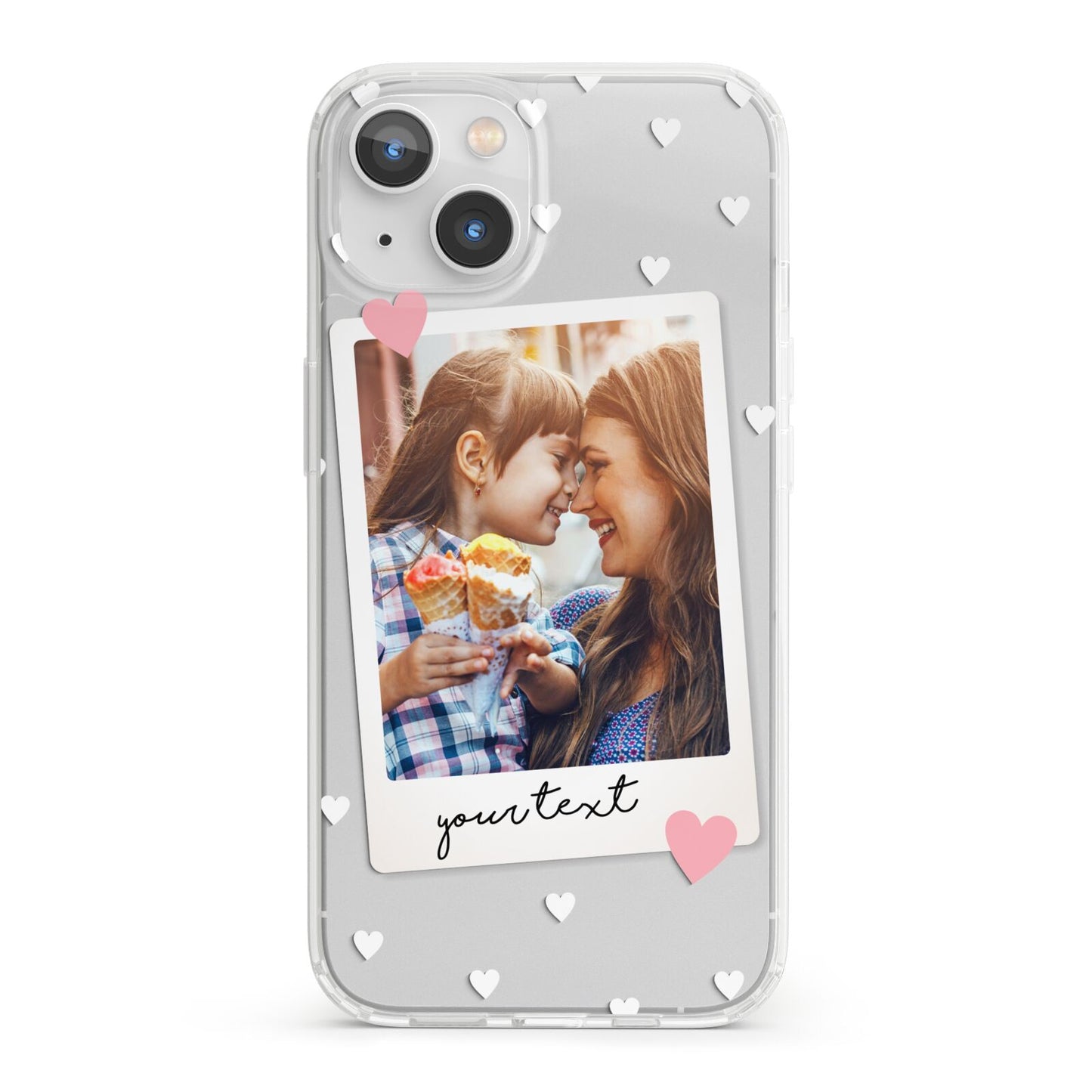 Personalised Photo Love Hearts iPhone 13 Clear Bumper Case
