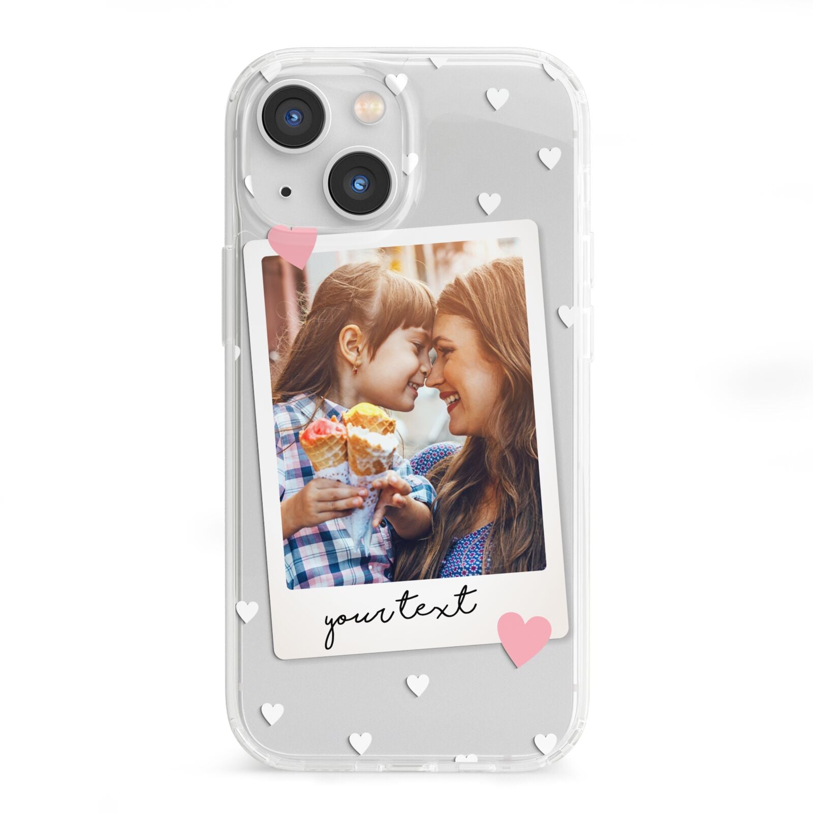 Personalised Photo Love Hearts iPhone 13 Mini Clear Bumper Case