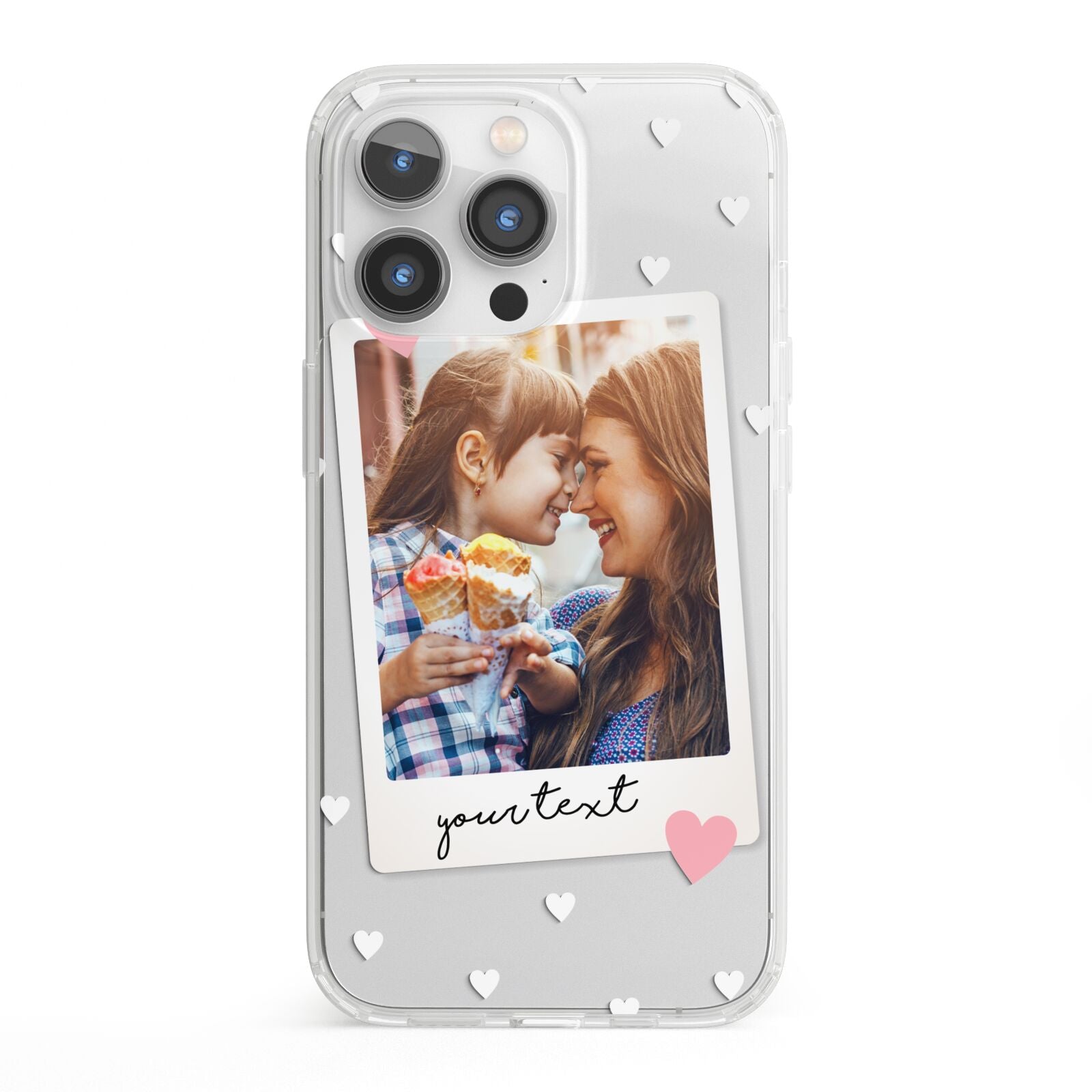 Personalised Photo Love Hearts iPhone 13 Pro Clear Bumper Case