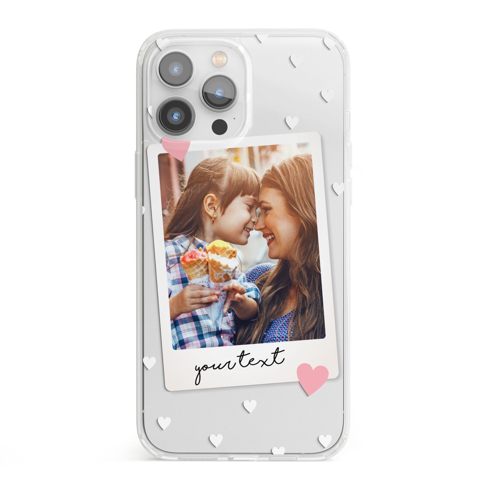 Personalised Photo Love Hearts iPhone 13 Pro Max Clear Bumper Case