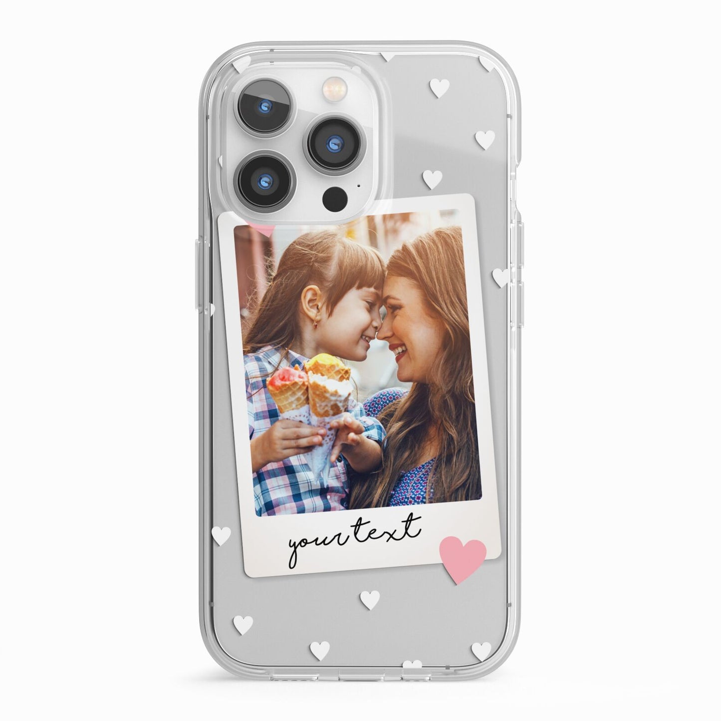 Personalised Photo Love Hearts iPhone 13 Pro TPU Impact Case with White Edges