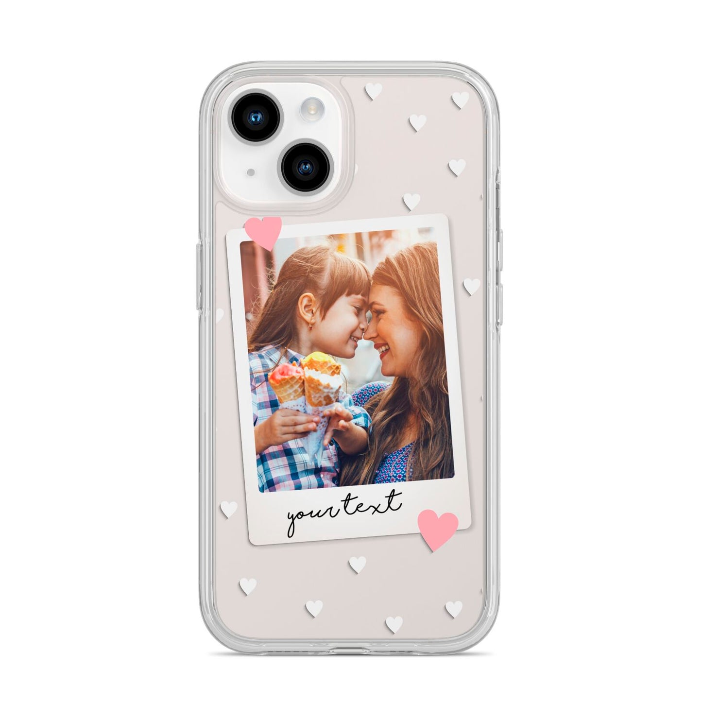 Personalised Photo Love Hearts iPhone 14 Clear Tough Case Starlight