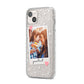 Personalised Photo Love Hearts iPhone 14 Plus Glitter Tough Case Starlight Angled Image