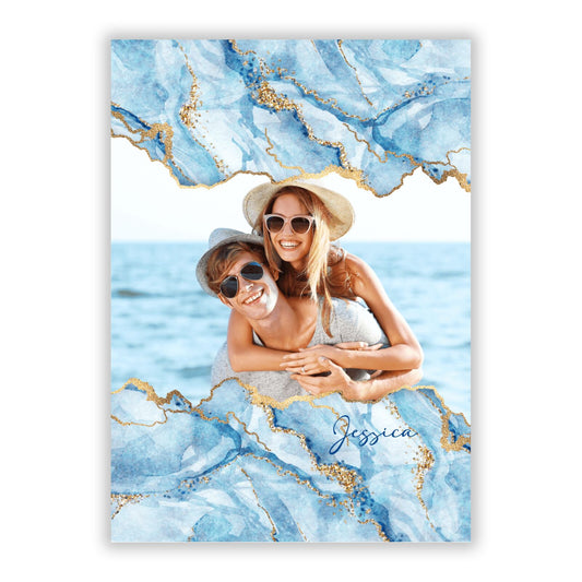 Personalised Photo Marble A5 Flat Greetings Card
