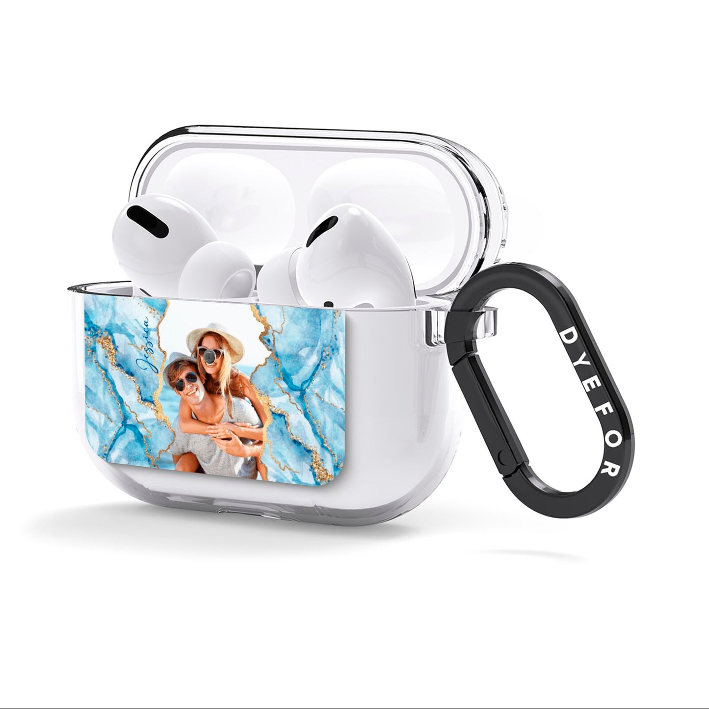 Personalised Photo Marble AirPods Clear Case 3rd Gen Side Image