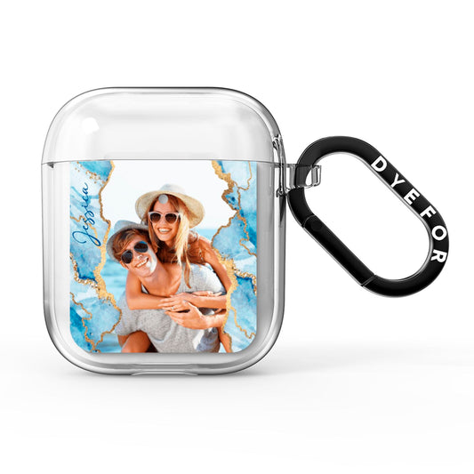 Personalised Photo Marble AirPods Clear Case