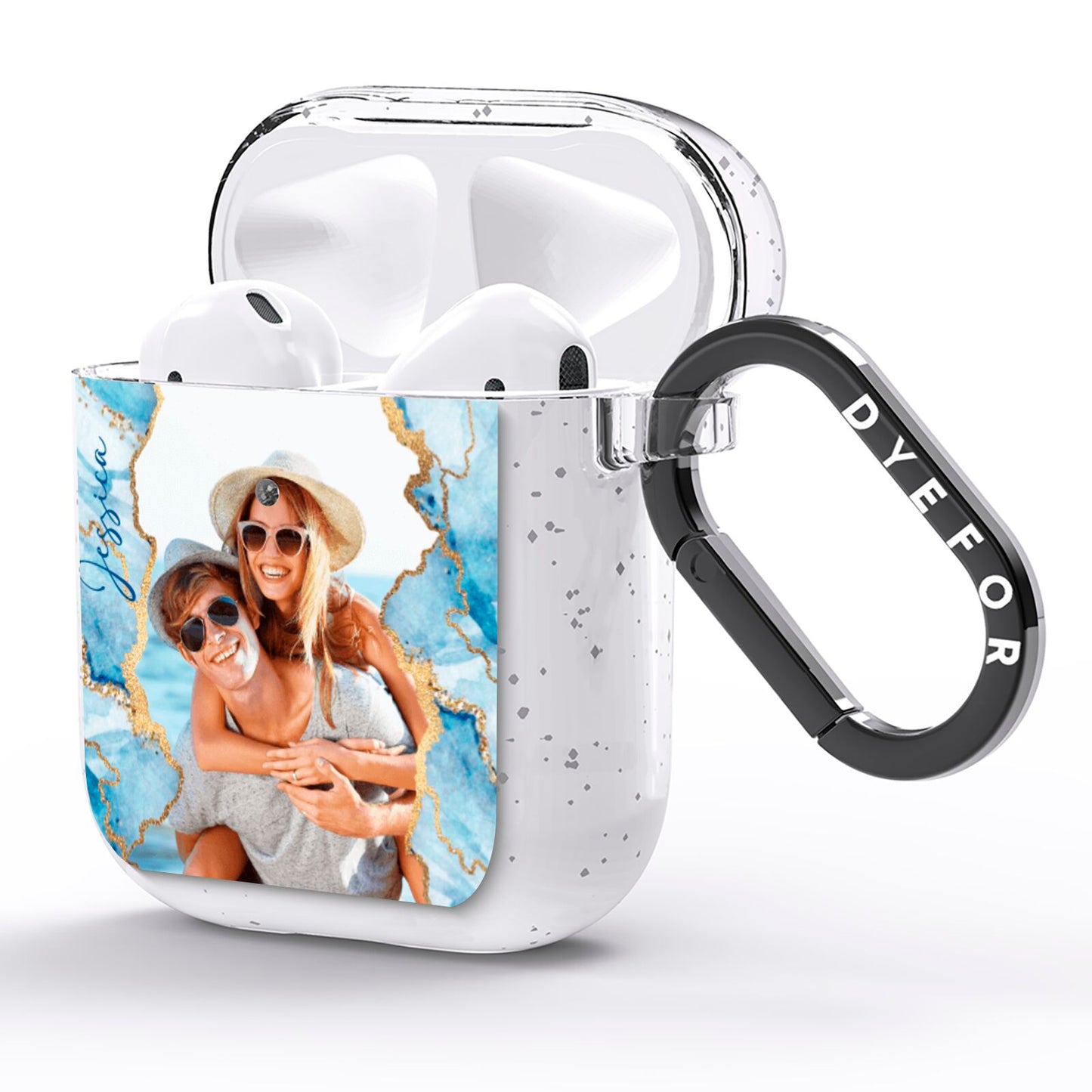 Personalised Photo Marble AirPods Glitter Case Side Image