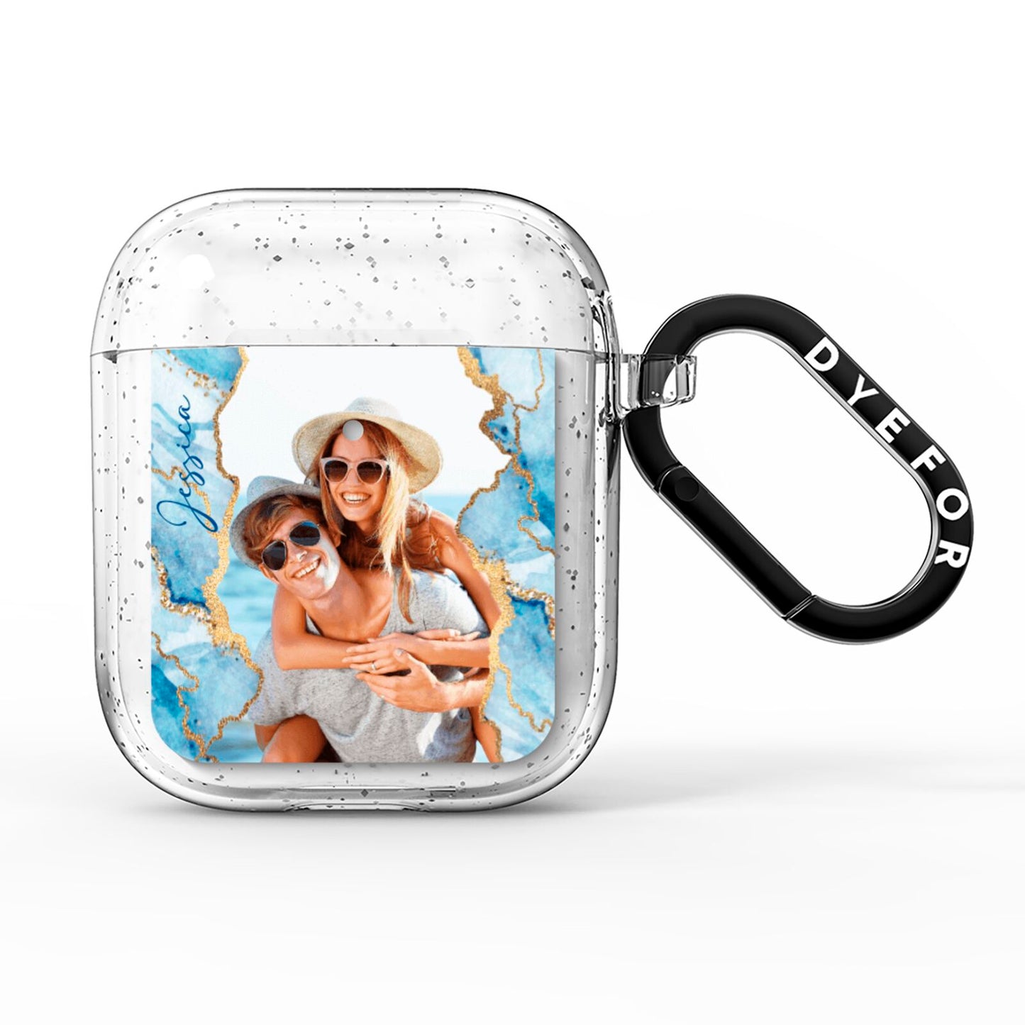 Personalised Photo Marble AirPods Glitter Case