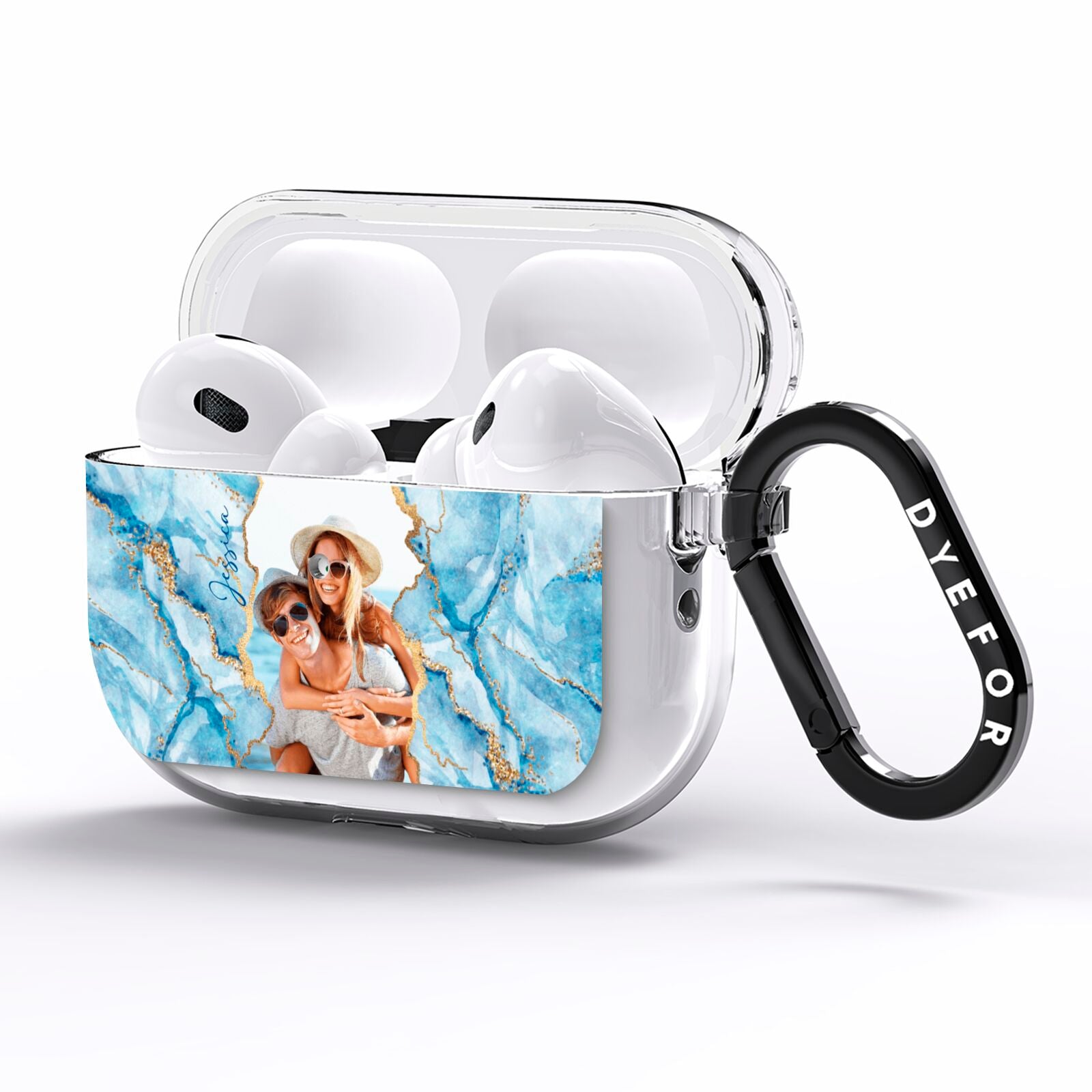 Personalised Photo Marble AirPods Pro Clear Case Side Image