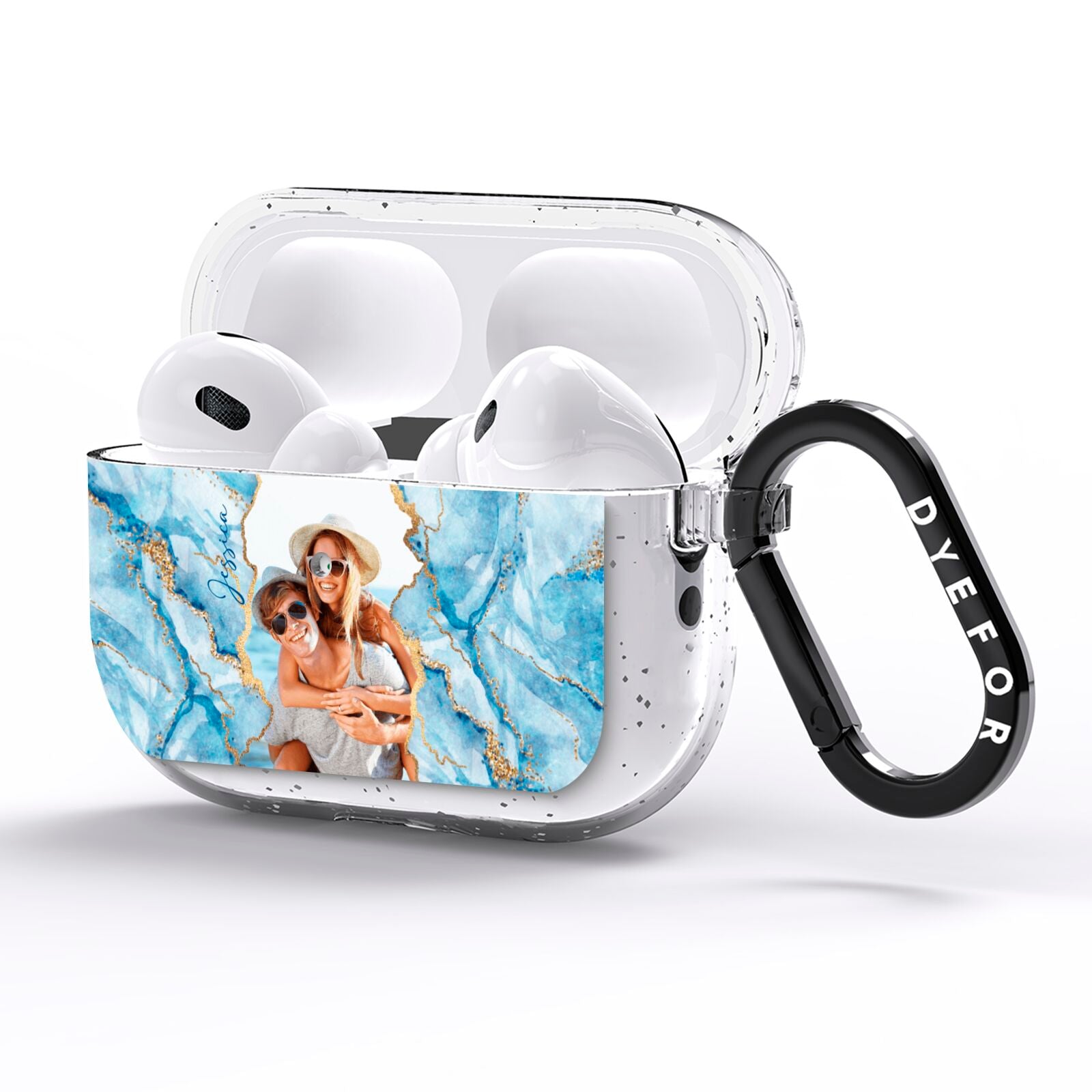 Personalised Photo Marble AirPods Pro Glitter Case Side Image