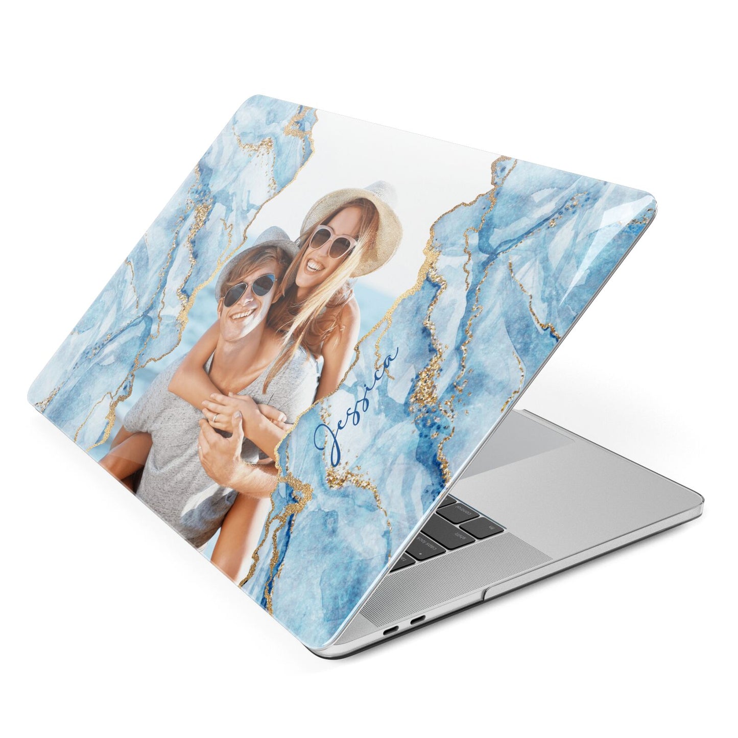 Personalised Photo Marble Apple MacBook Case Side View