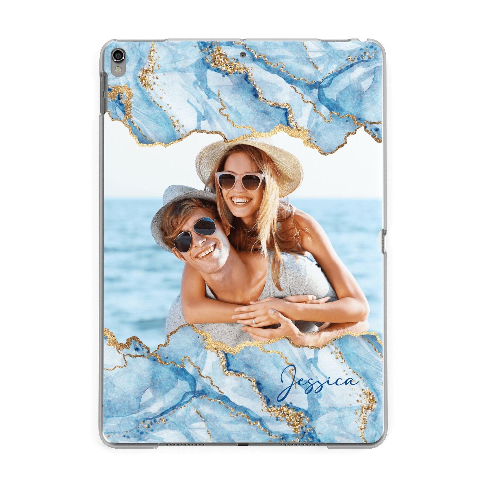 Personalised Photo Marble Apple iPad Grey Case