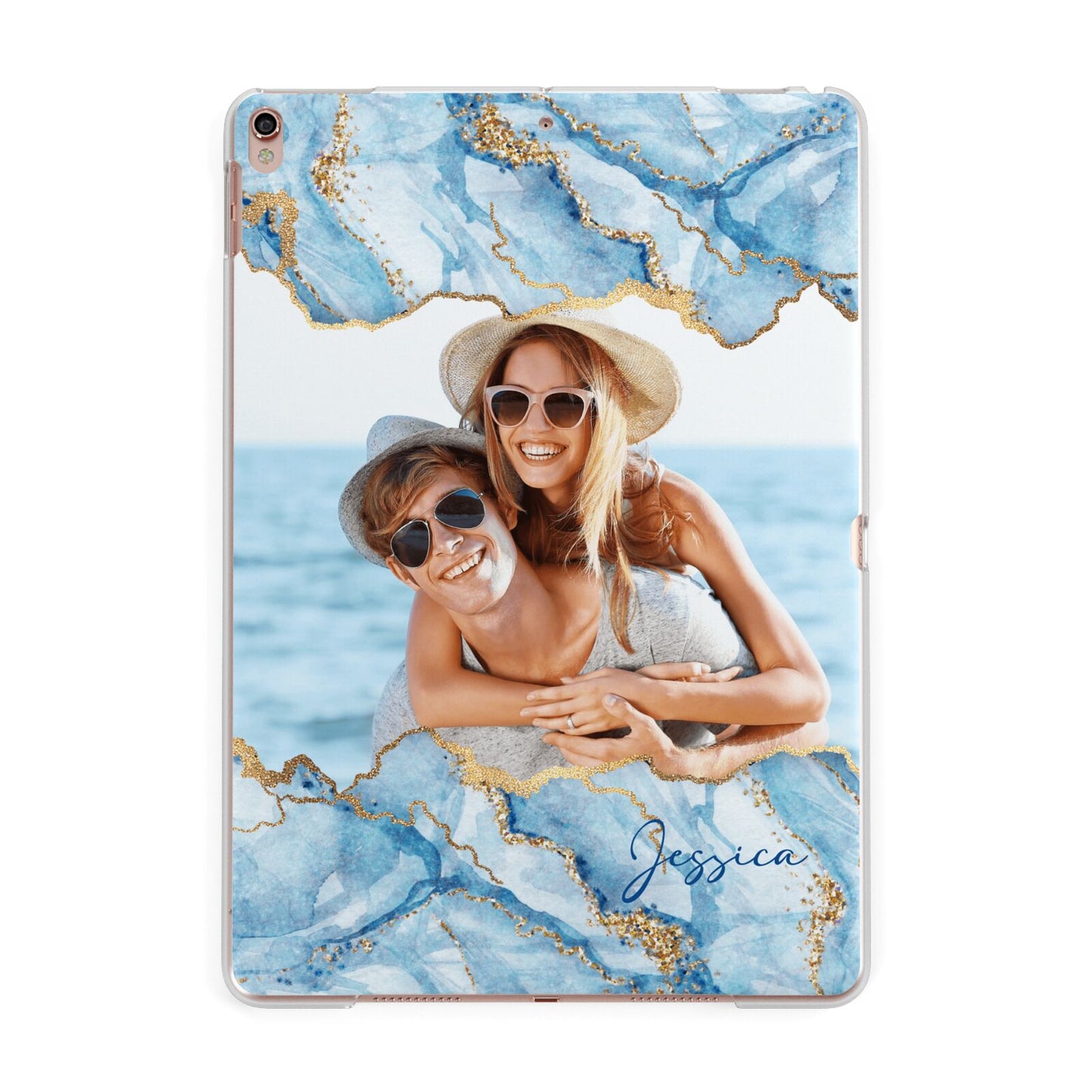 Personalised Photo Marble Apple iPad Rose Gold Case