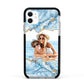 Personalised Photo Marble Apple iPhone 11 in White with Black Impact Case