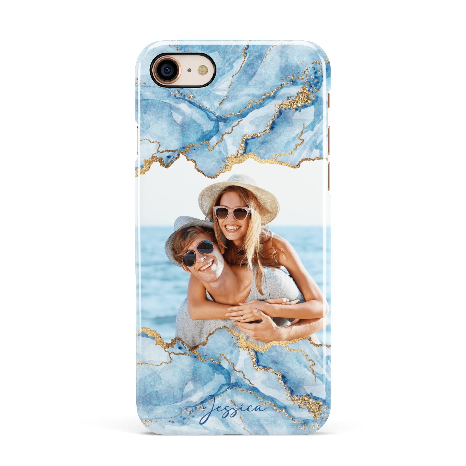 Personalised Photo Marble Apple iPhone 7 8 3D Snap Case