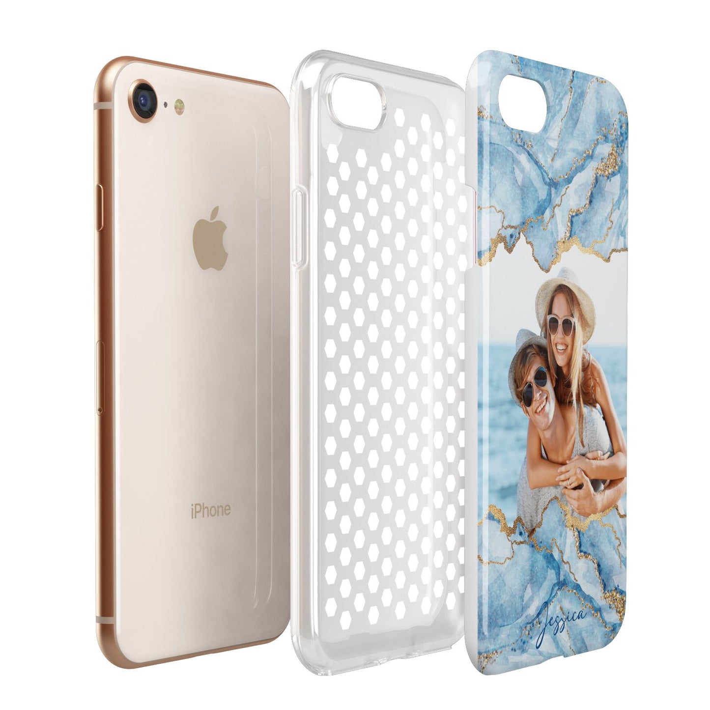 Personalised Photo Marble Apple iPhone 7 8 3D Tough Case Expanded View