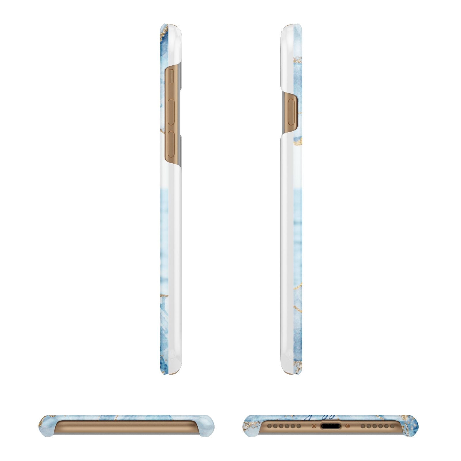 Personalised Photo Marble Apple iPhone 7 8 3D Wrap Snap Case Angled Images