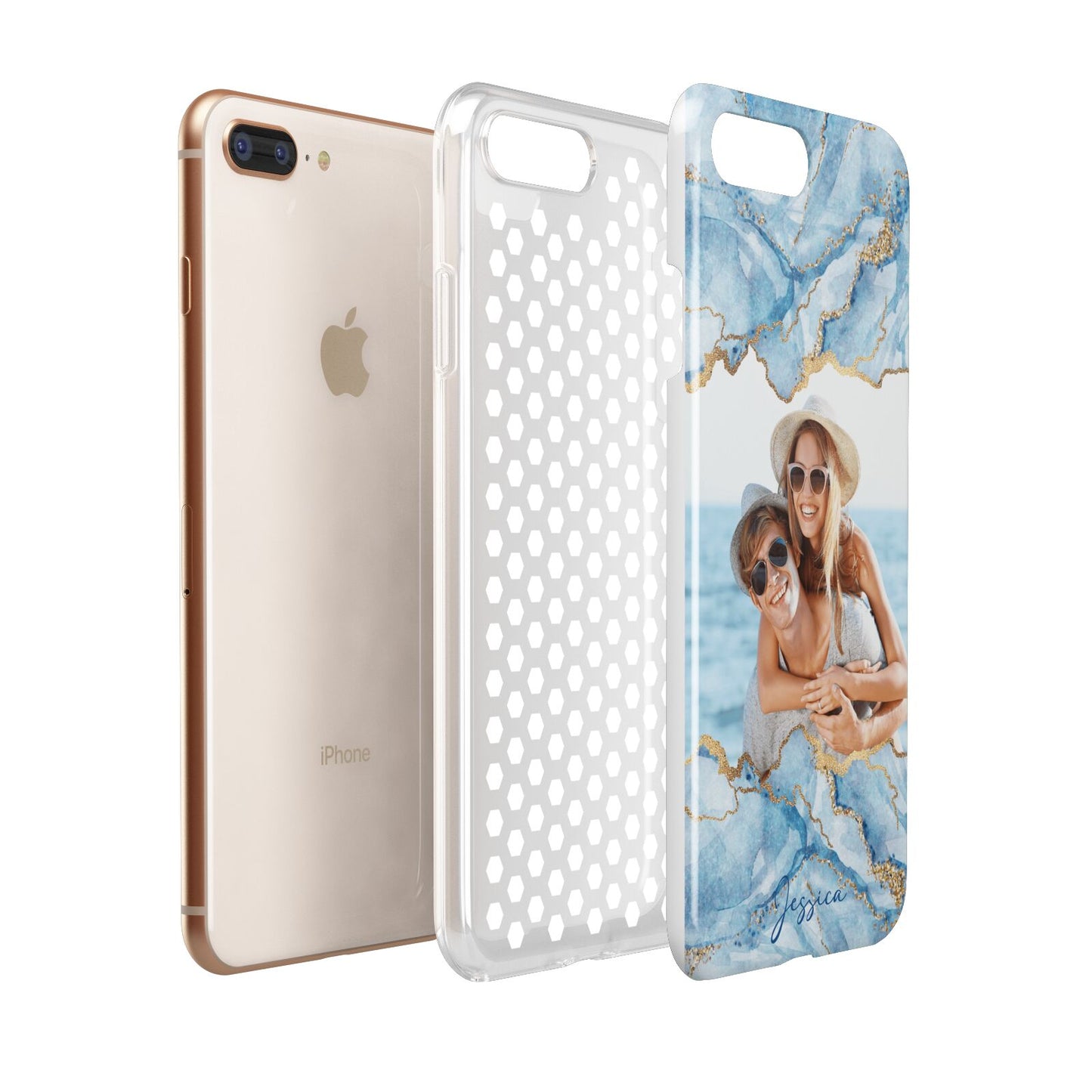 Personalised Photo Marble Apple iPhone 7 8 Plus 3D Tough Case Expanded View