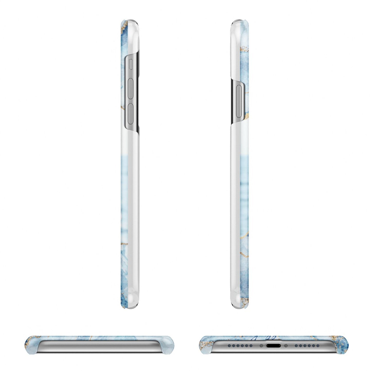 Personalised Photo Marble Apple iPhone XR 3D Wrap Snap Case Angled Images on White Phone