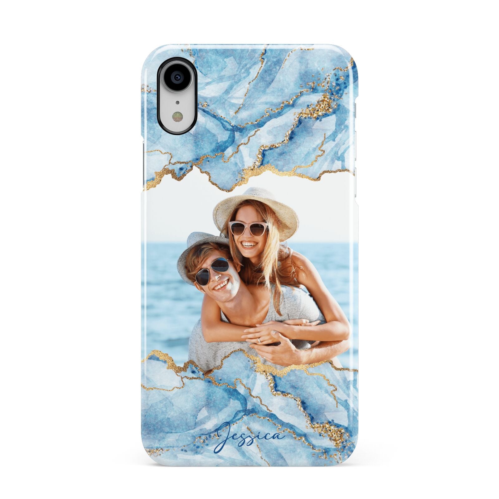 Personalised Photo Marble Apple iPhone XR White 3D Snap Case