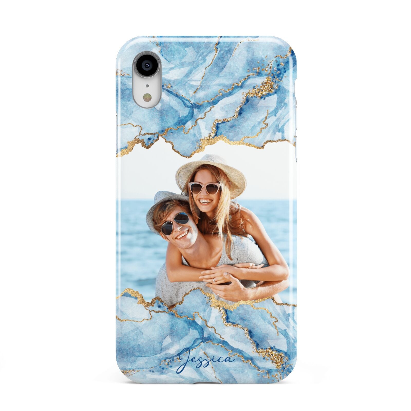 Personalised Photo Marble Apple iPhone XR White 3D Tough Case