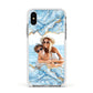 Personalised Photo Marble Apple iPhone Xs Impact Case White Edge on Silver Phone