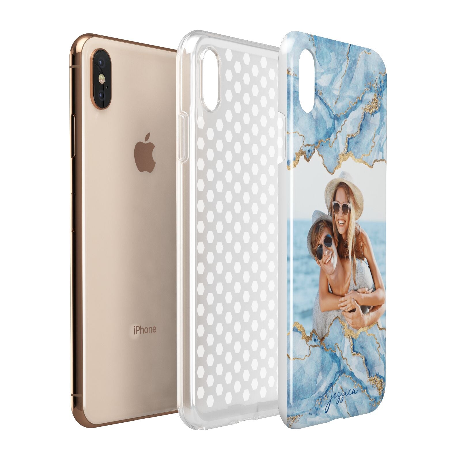Personalised Photo Marble Apple iPhone Xs Max 3D Tough Case Expanded View