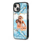 Personalised Photo Marble iPhone 13 Black Impact Case Side Angle on Silver phone
