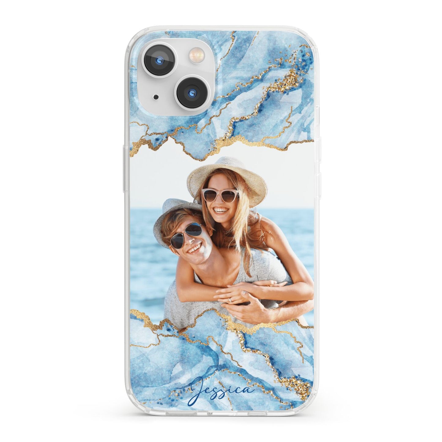Personalised Photo Marble iPhone 13 Clear Bumper Case