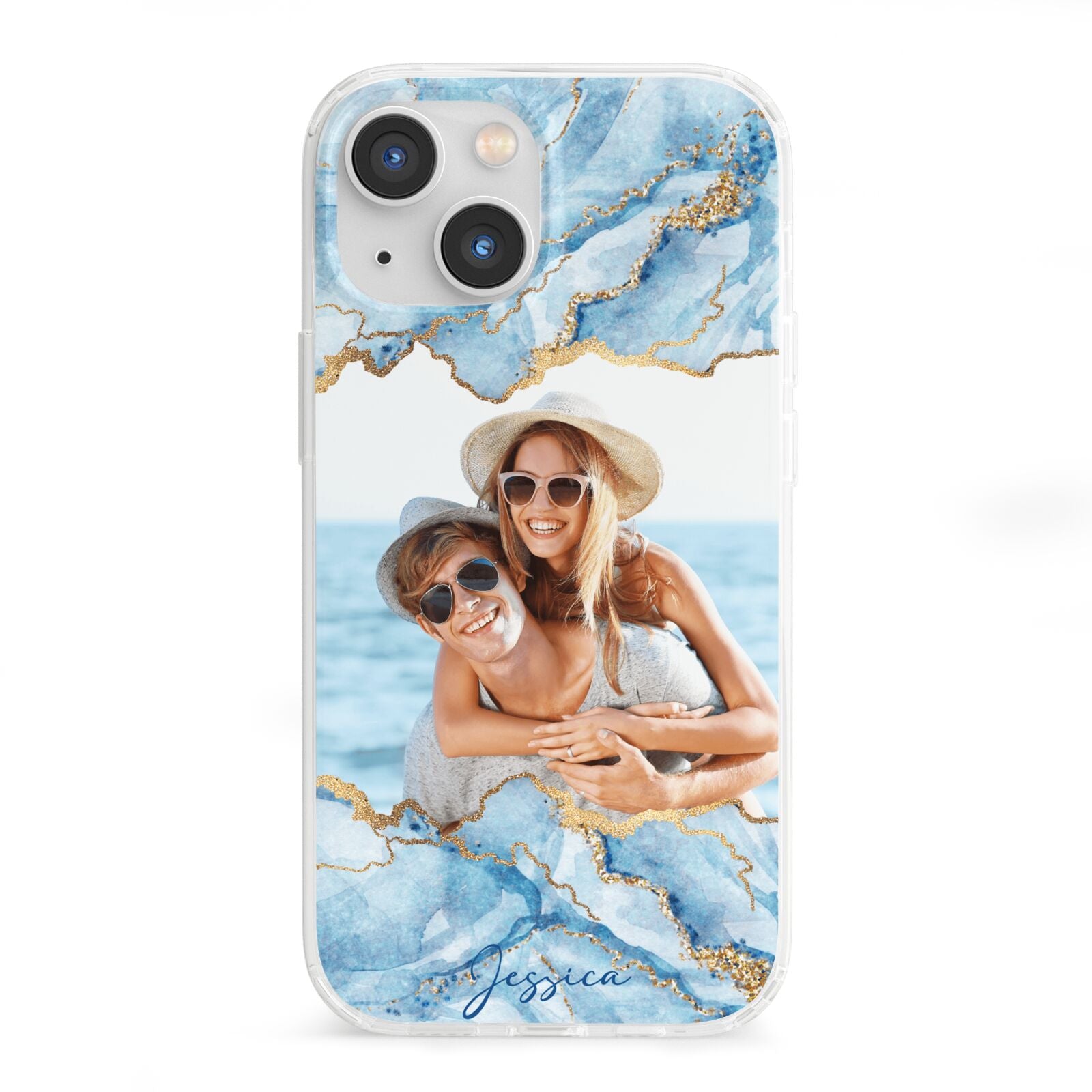 Personalised Photo Marble iPhone 13 Mini Clear Bumper Case