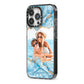 Personalised Photo Marble iPhone 13 Pro Black Impact Case Side Angle on Silver phone