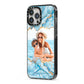 Personalised Photo Marble iPhone 13 Pro Max Black Impact Case Side Angle on Silver phone