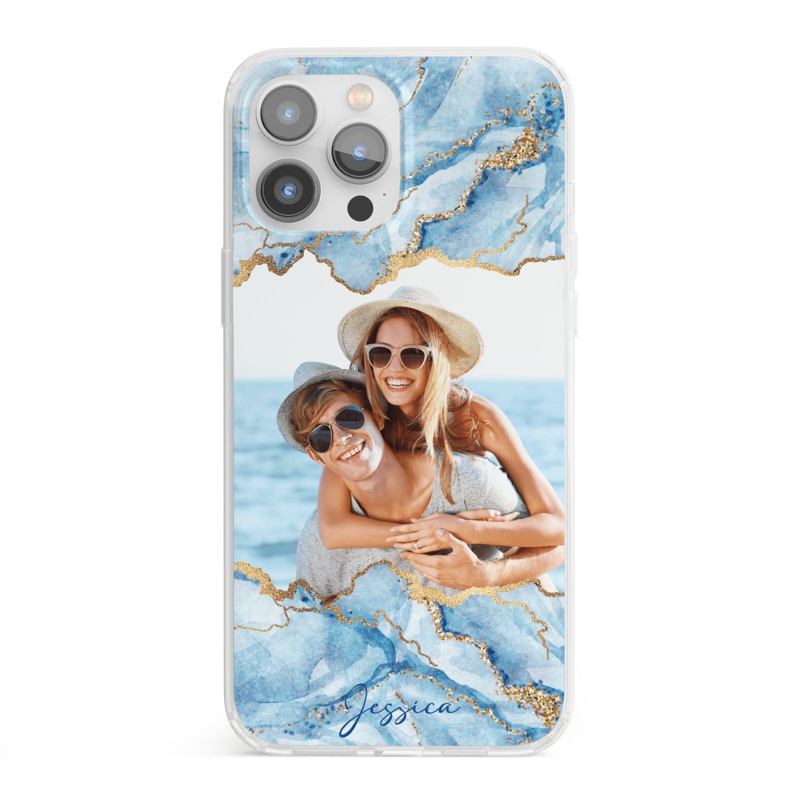 Personalised Photo Marble iPhone 13 Pro Max Clear Bumper Case