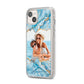 Personalised Photo Marble iPhone 14 Plus Clear Tough Case Starlight Angled Image