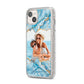 Personalised Photo Marble iPhone 14 Plus Glitter Tough Case Starlight Angled Image