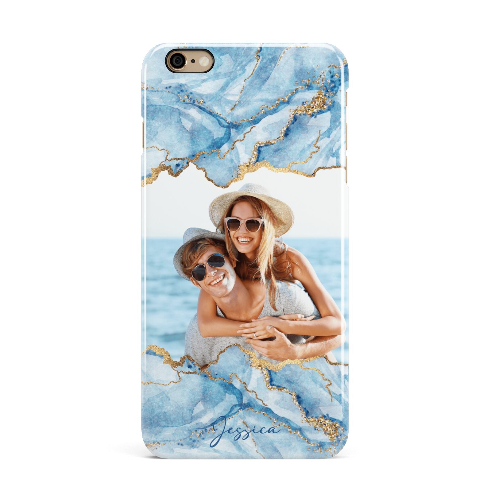 Personalised Photo Marble iPhone 6 Plus 3D Snap Case on Gold Phone