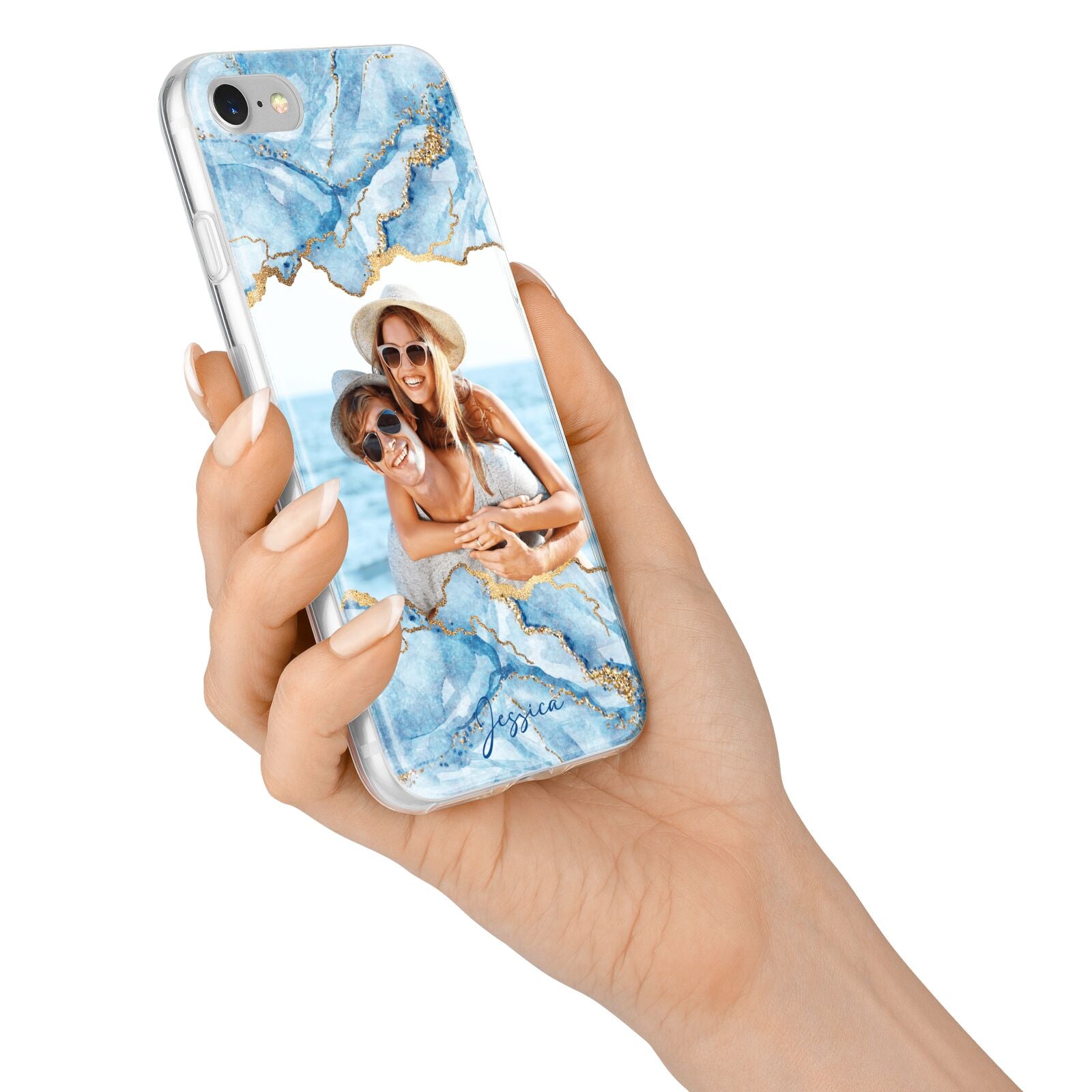 Personalised Photo Marble iPhone 7 Bumper Case on Silver iPhone Alternative Image