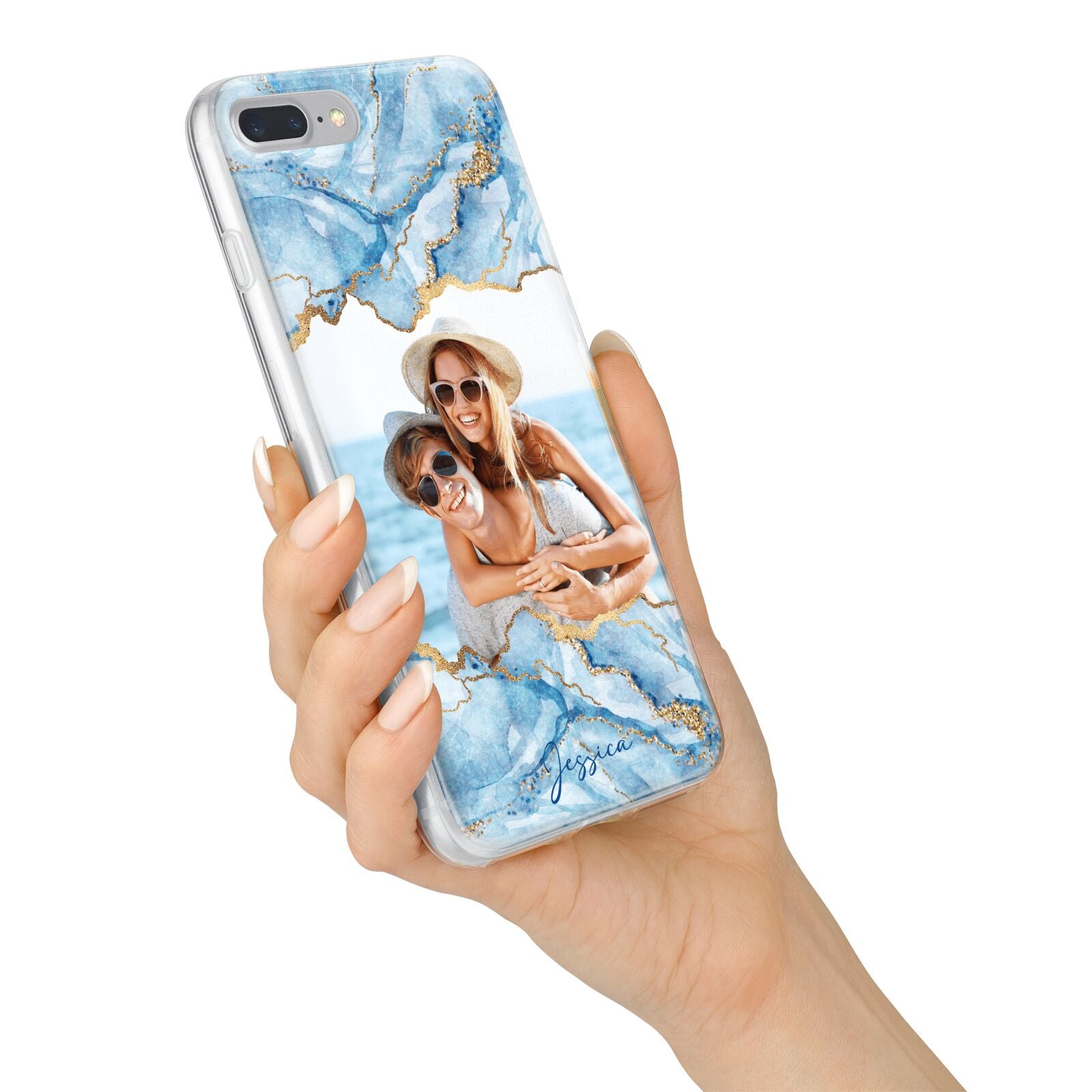 Personalised Photo Marble iPhone 7 Plus Bumper Case on Silver iPhone Alternative Image