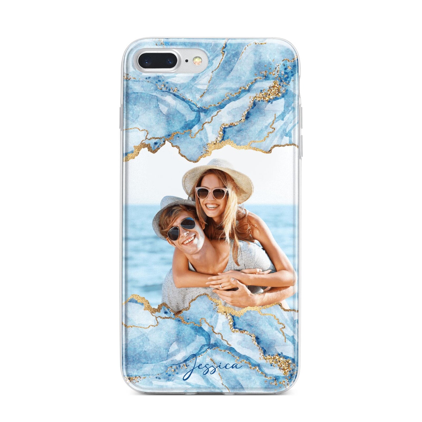 Personalised Photo Marble iPhone 7 Plus Bumper Case on Silver iPhone